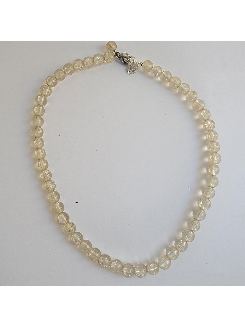 Yellow Quartz Beaded Necklace Round Gemstone Beads Lobster Clasp 18 In Jewelry